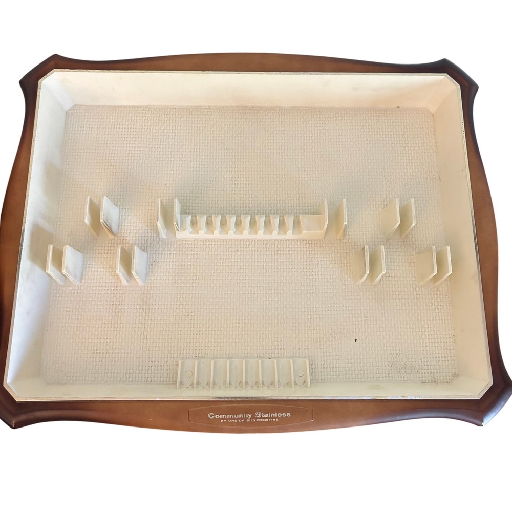 Oneida | Community Stainless | Flatware Drawer Insert Tray Brown Faux Wood Vtg